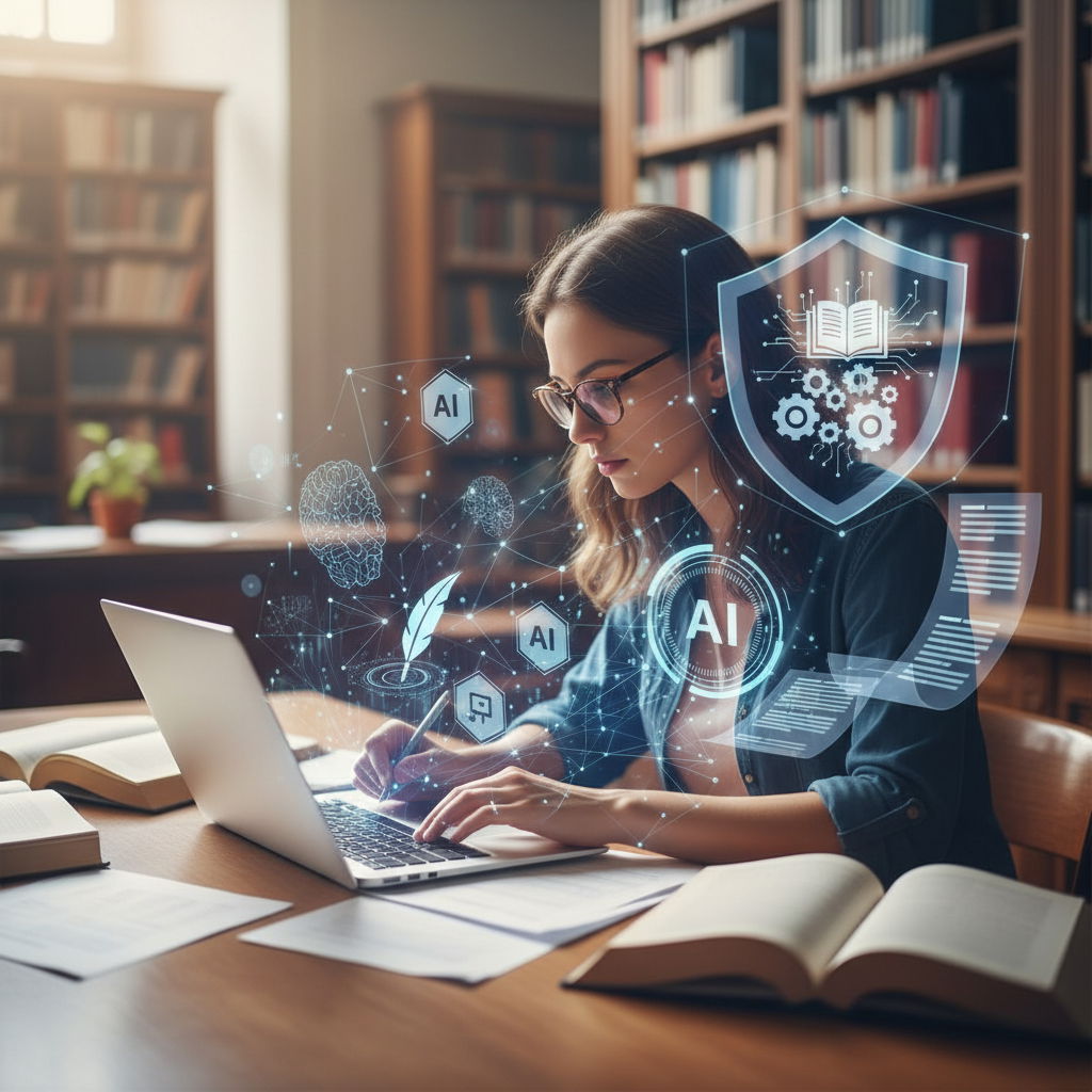 a young woman writing on a laptop